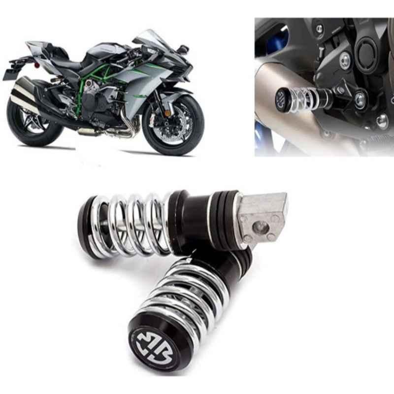 Auto Pearl 2 Pcs Steel Black Foot Rest Spring Coiled Set for Ninja H2