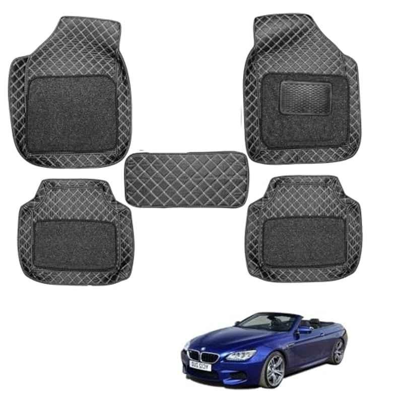 Kozdiko 5 Pcs Waterproof & Luxury 7D Black Leatherette Car Floor Mat Set for BMW 6 Series