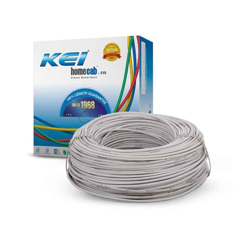 KEI 1 Sqmm Single Core Homecab FR White Copper Unsheathed Flexible Cable, Length: 180 m
