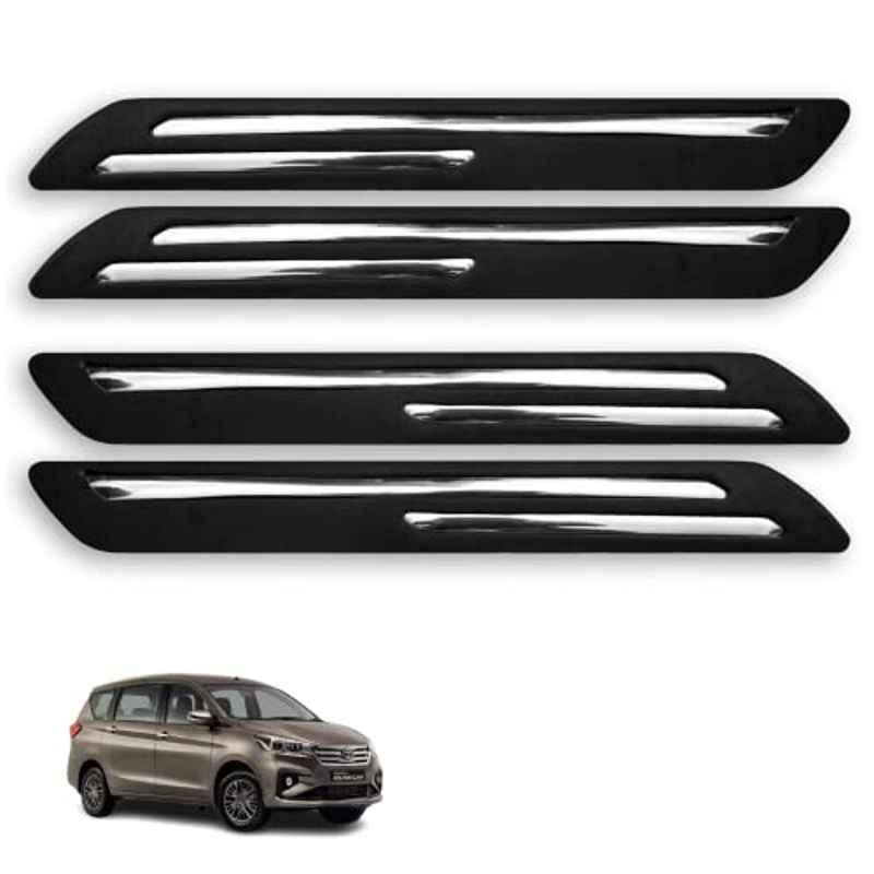 Kozdiko 4 Pcs Rubber Black Double Chrome Strips Car Bumper Protector Guard Set for Toyota Rumion