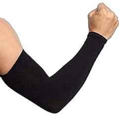AOW Unisex Stretchable Fingerless Arm Protection Sleeves for Driving, Biking, Cycling (Black, Free Size) A-12