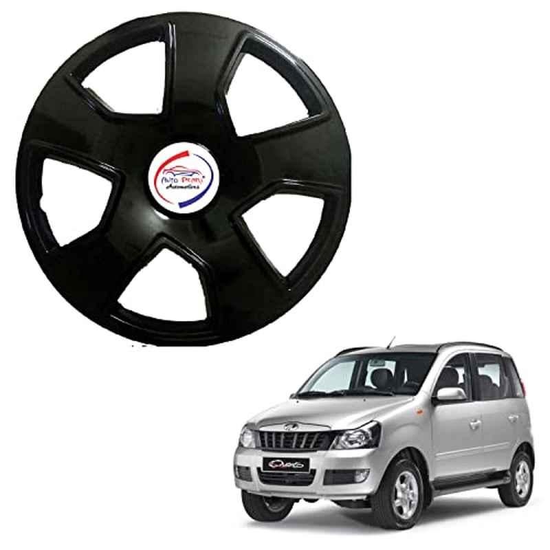 Auto Pearl 4 Pcs 15 inch ABS Black SCB13 Hubcap Wheel Cover Set with Retention Ring for Mahindra Quanto