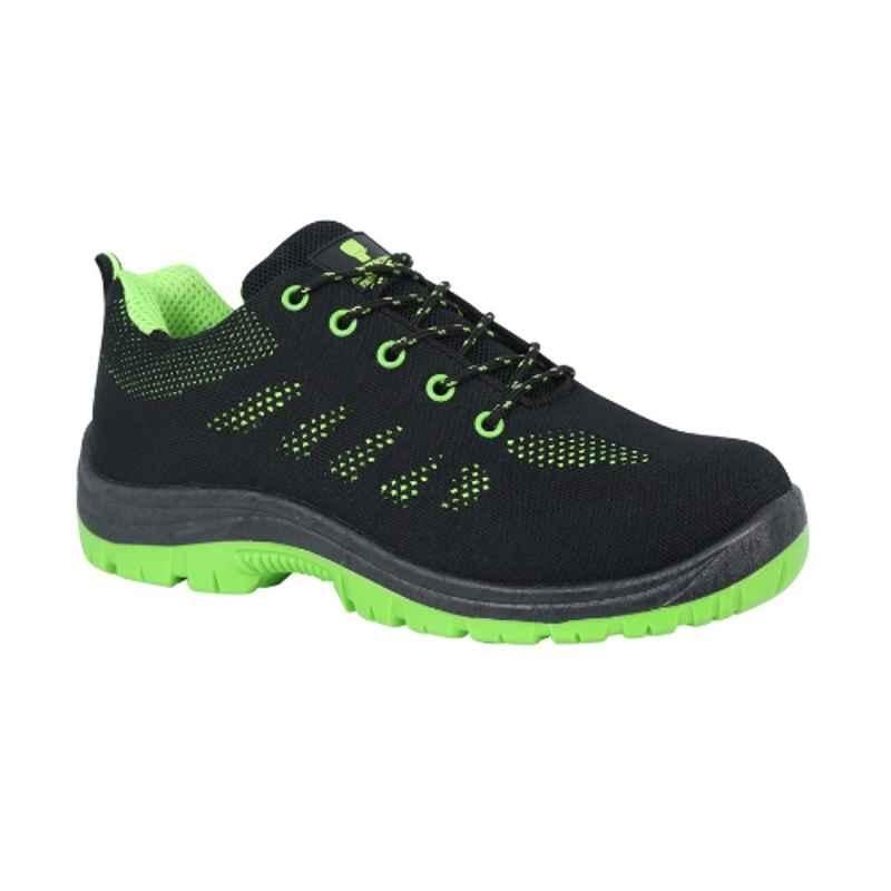 Armstrong GRCP Steel Toe Black & Green Safety Shoes, Size: 39