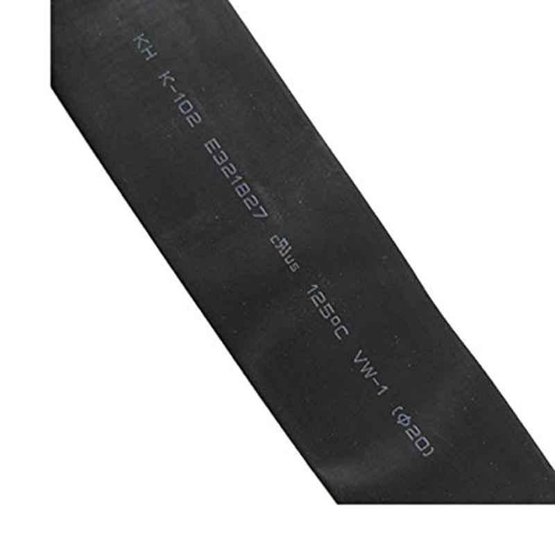 Aexit 20mmx1m Polyolefin Black Heat Cable Wrap Shrinkable Tube
