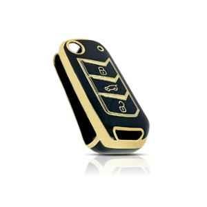 Flymaster Thermoplastic Polyurethane Black TPU Car Key Cover, BLACK-TPURKE-5