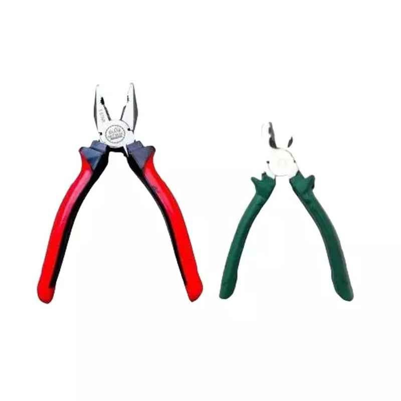 Sky Blue 2 Pcs 8 inch Multicolour 2 Cutting Wire False Piece Lineman Plier Combo, SBE270