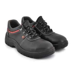 Dyke Prime Red Leather Steel Toe Black Work Safety Shoes, Size:11