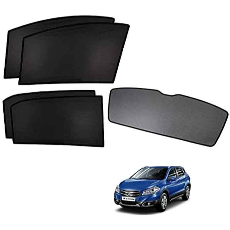 Kozdiko 5 Pcs Polyester Black Non Magnetic Window & Rear Sun Shades Set for Maruti Suzuki S-Cross