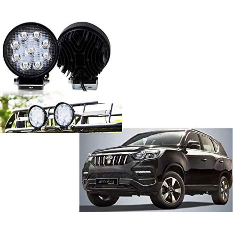 Kozdiko 2 Pcs 27W 4 inch 9 LED Waterproof Round White Fog Light Set with Mounting Brackets for Mahindra Alturas G4, kozd_20011