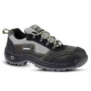 Euro Security Energy Suede Leather Steel Toe Grey Safety Shoes with Double Density PU Sole, Size: 6
