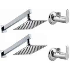 Senkiddpro 2 Pcs Stainless Steel Chrome Finish Wall Mounted Angle Cock & 2 Pcs 6x6 inch Overhead Shower Combo