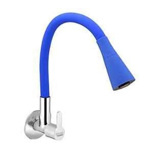 Spazio Fusion Flexo Smartbuy Flexible Blue Sink Faucet with Wall Flange & 360 deg Moveable Spout