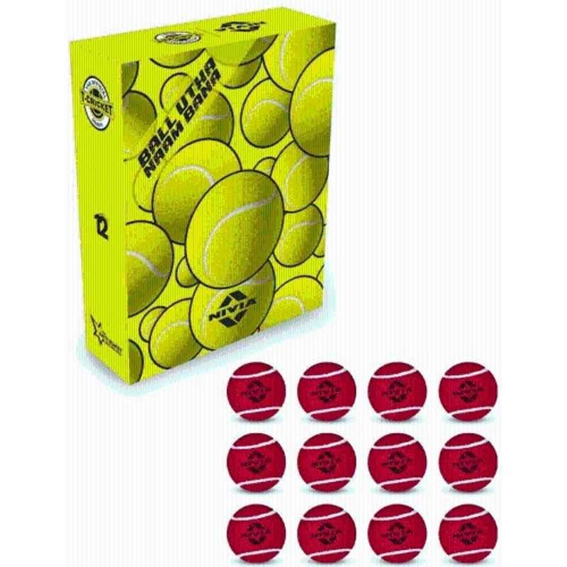 Nivia Cricket Tennis Ball Heavy Weight (Pack of 12 Balls) Cricket Tennis Ball (Standard) (Pack of 12, Red)