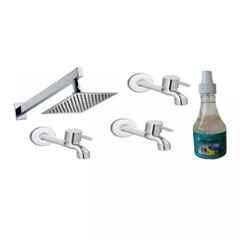 Fastgear 5 Pcs Stainless Steel Silver Chrome Finish Faucet Set with Shower, FG1168