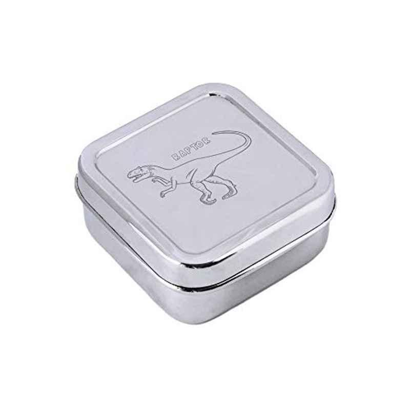 Bamboo Bark 10x10x5cm Stainless Steel Silver Lunch Box for Kids