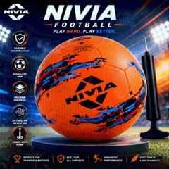 Nivia Storm Standard Orange Football with Pump (Pack of 2), Size: 5