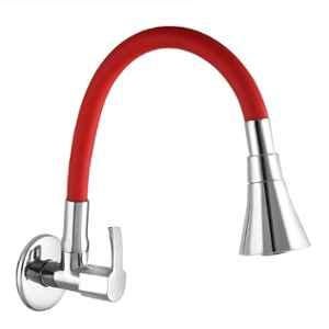 10X Brass Wall Mount Chrome Plated Red Sink Tap, BL-90887