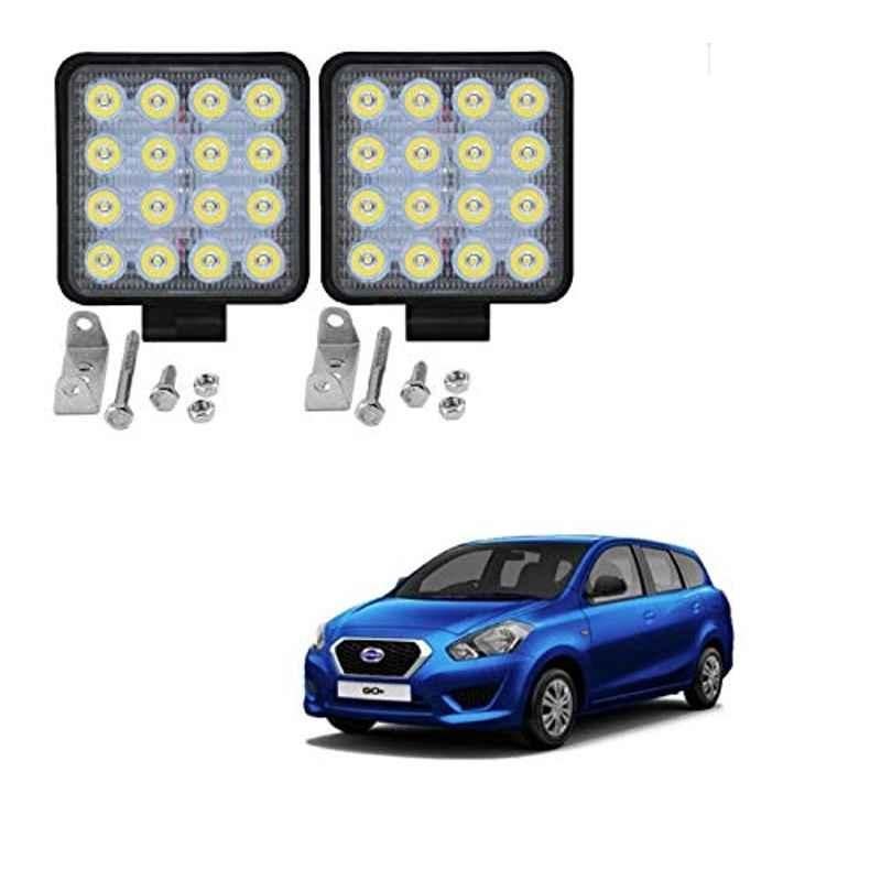 Kozdiko 2 Pcs 48W 16 LED White Bright Beam Square Fog Light Set for Datsun Go Plus, koz_92540