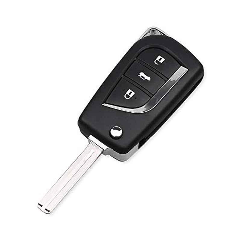 Rubik 3 Button Replacement Uncut Keyless Entry Remote Flip Car Key FOB Shell Case  for Toyota Prado