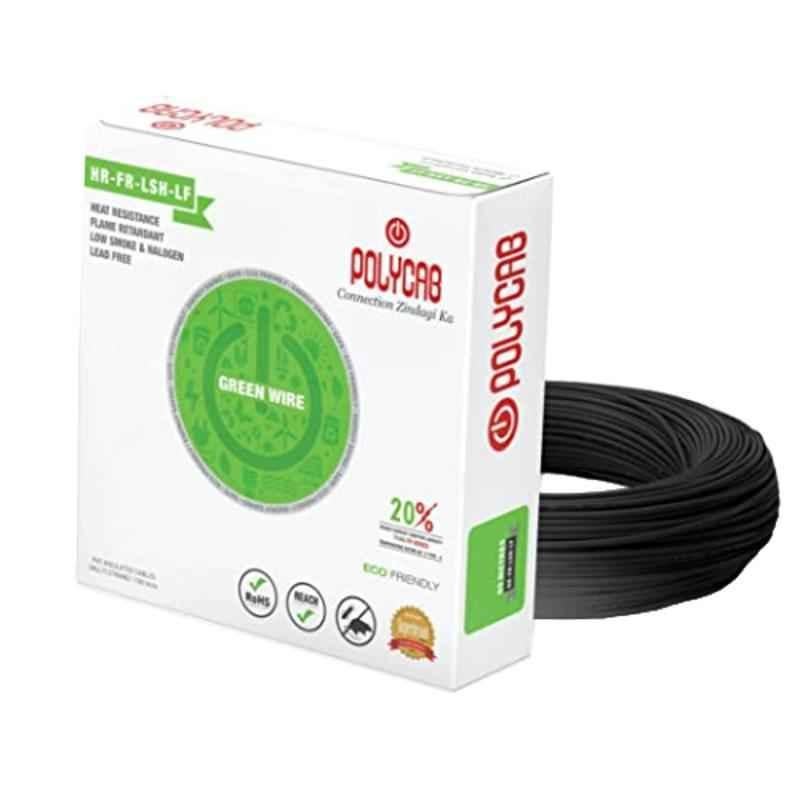 Polycab Green 6 Sqmm Black Single Core Multi Strand Heavy Duty FR PVC Housing Wire, Length: 90 m