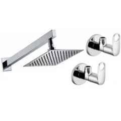 Senkiddpro Prime 2 Pcs Stainless Steel Chrome Finish Wall Mounted Angle Cock & 4x4 inch Overhead Shower Combo