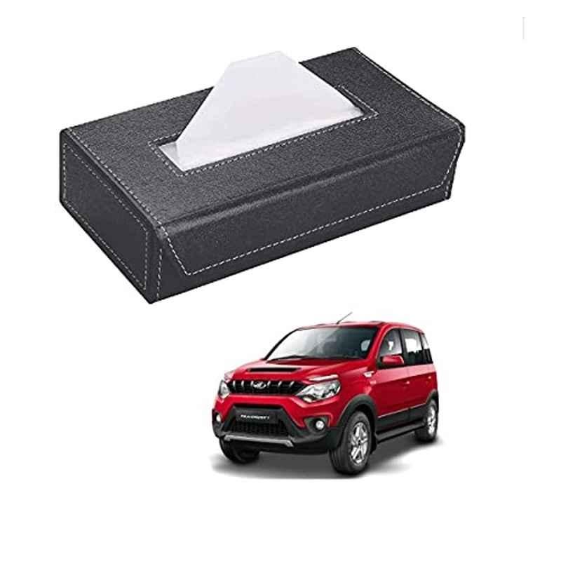 Kozdiko 100 Pulls PU Leather Grey Car Tissue Paper Box with 200 Sheets for Mahindra NuvoSport