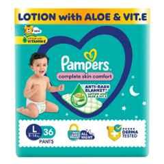 Pampers 36 Pcs All Round Protection Baby Diaper Packet with Aloe Vera & Vitamin E, Size: Large