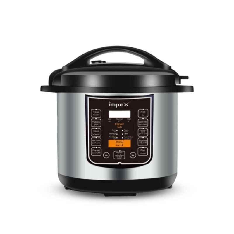 Impex 1600W 10L Stainless Steel Grey Electric Pressure Cooker with 14 Main Cooking Functions, EPC 10
