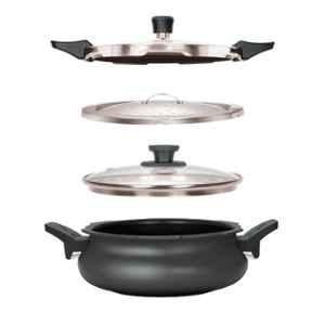 Pigeon 3 Litre Black All in One Pressure Cooker with Aluminium Induction Base (Pack of 3)