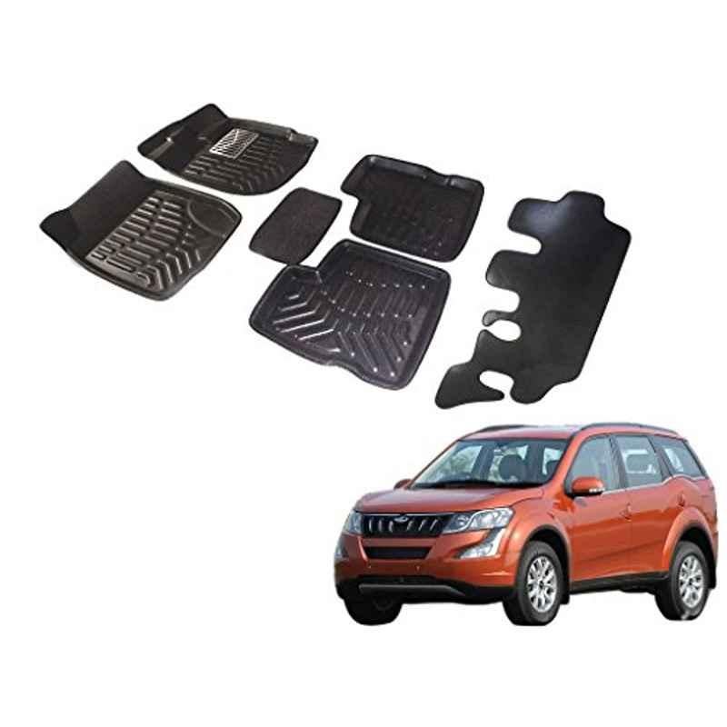 Kozdiko 6 Pcs 3D Black Car Foot Mat Set for Mahindra XUV 500, koz_14384