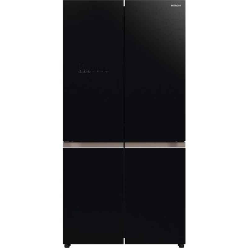 Hitachi 720L Glass Black Gross Side by Side 4 Door Premium Refrigerator, RWB720VUK0GBK