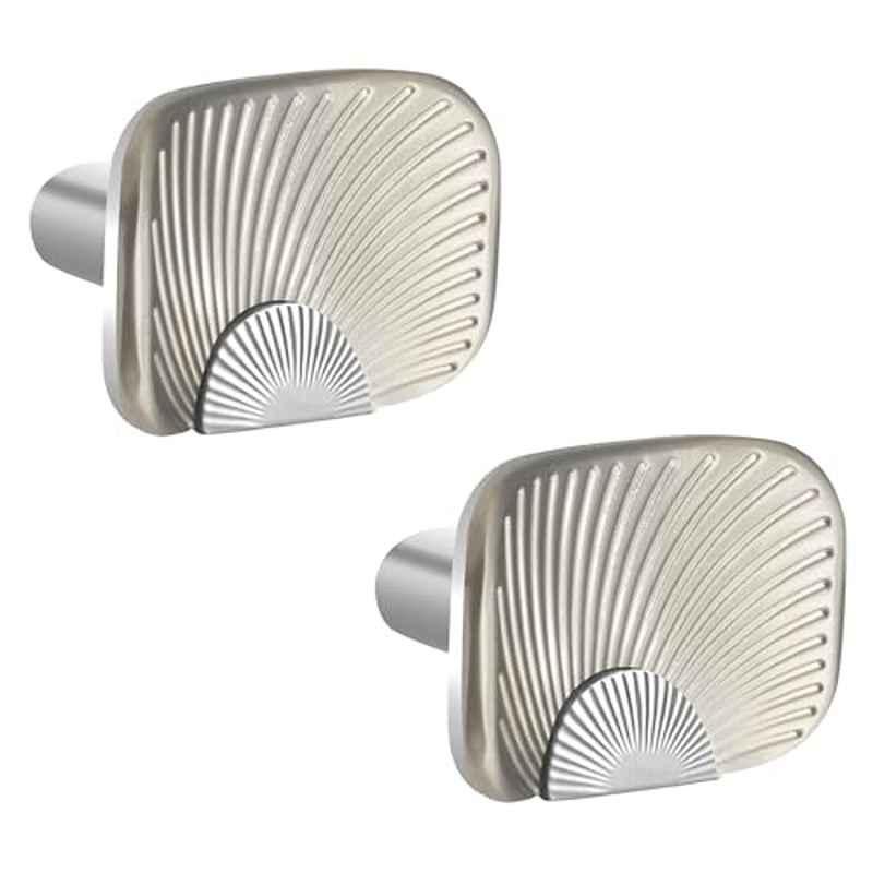 Plantex Knobs for Drawers/Drawer Knobs/Rectangle Knob for Cabinets/Pull-Push Knob for Kitchen/Bedroom/Drawer (Pack of 2) Satin Steel & Chrome