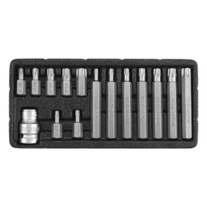 Yato 15 Pcs CrV 6150 & AISI S2 Torx Tamperproof Screwdriver Bit Set, YT-0417