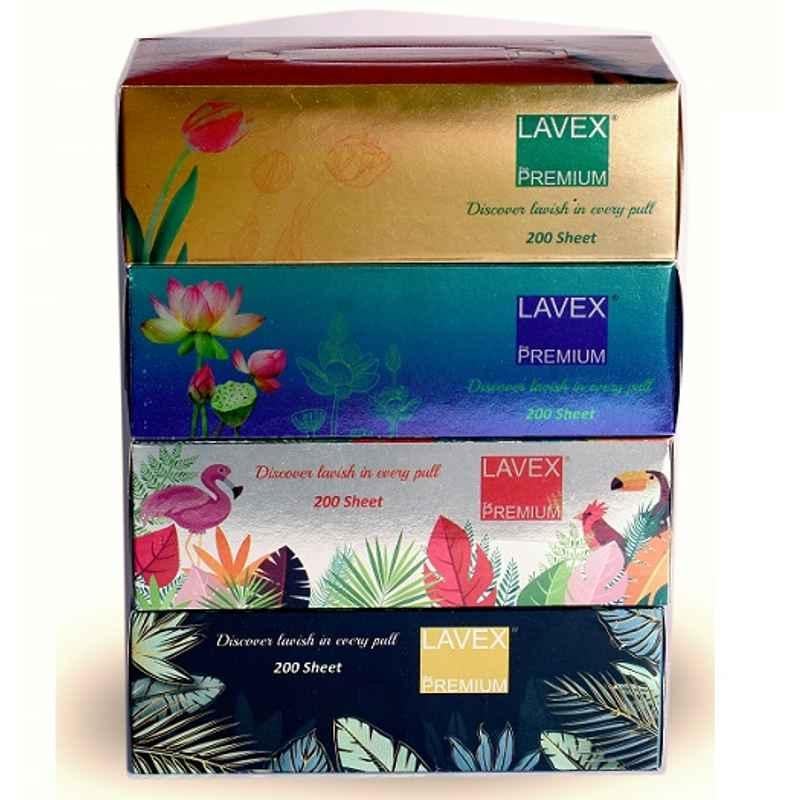 Lavex 200 Pcs 2 Ply Plain Facial Tissue Paper Box (Pack of 4)