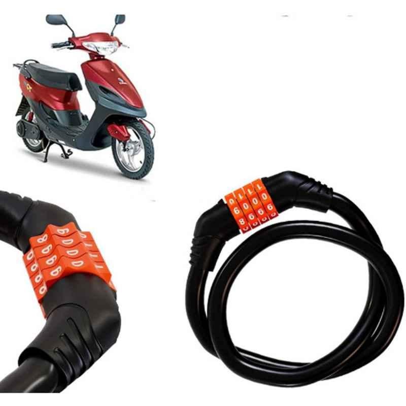 Auto Pearl Black & Orange 4 Digit Anti-Theft Combination Number Lock for E Scoot