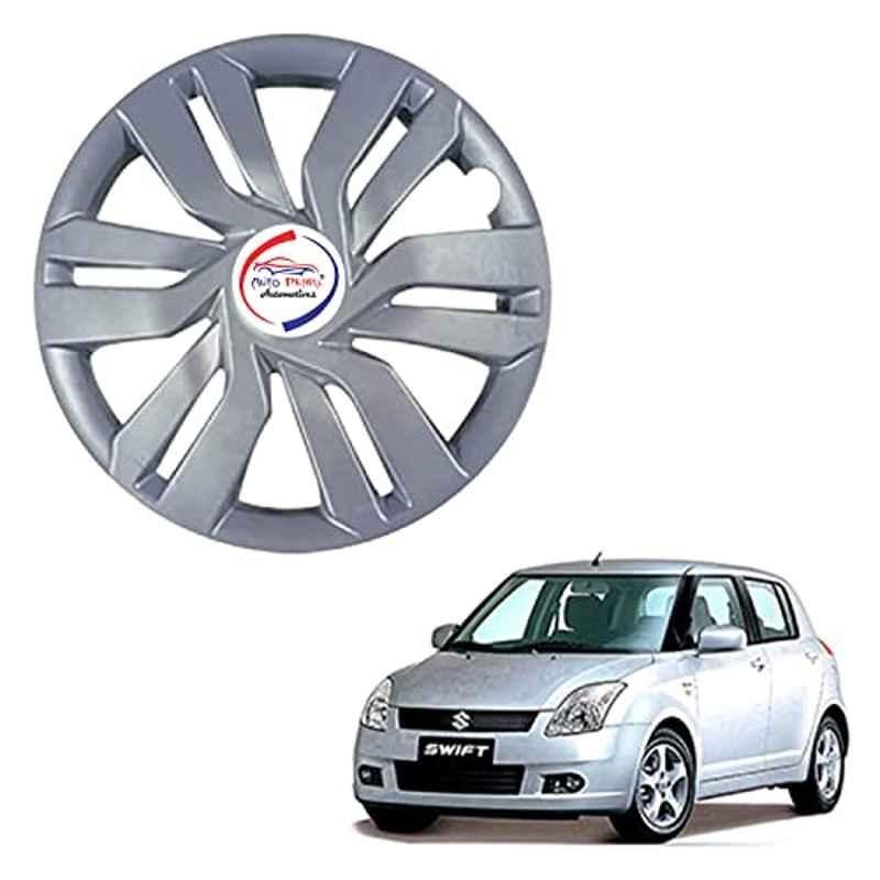 Auto Pearl 4 Pcs 14 inch ABS Press Type Hubcap Wheel Cover Set with Retention Ring for Maruti Suzuki Swift Type 1 SLVR32