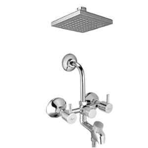 Mayur Ocich Flaro 2 Pcs Brass 3 In 1 Heavy Duty Wall Mount Wall Mixer Set with 6 inch Rain Shower