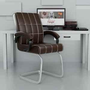 Rose Barfi Faux Leather Brown Mid Back Visitor Chair