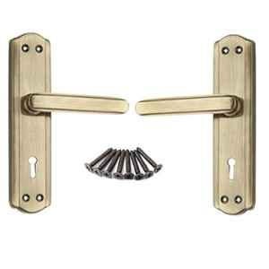 Onjecx 2 Pcs 7 inch Steel Antique Brass Mortise Door Handle Set, S05MAB