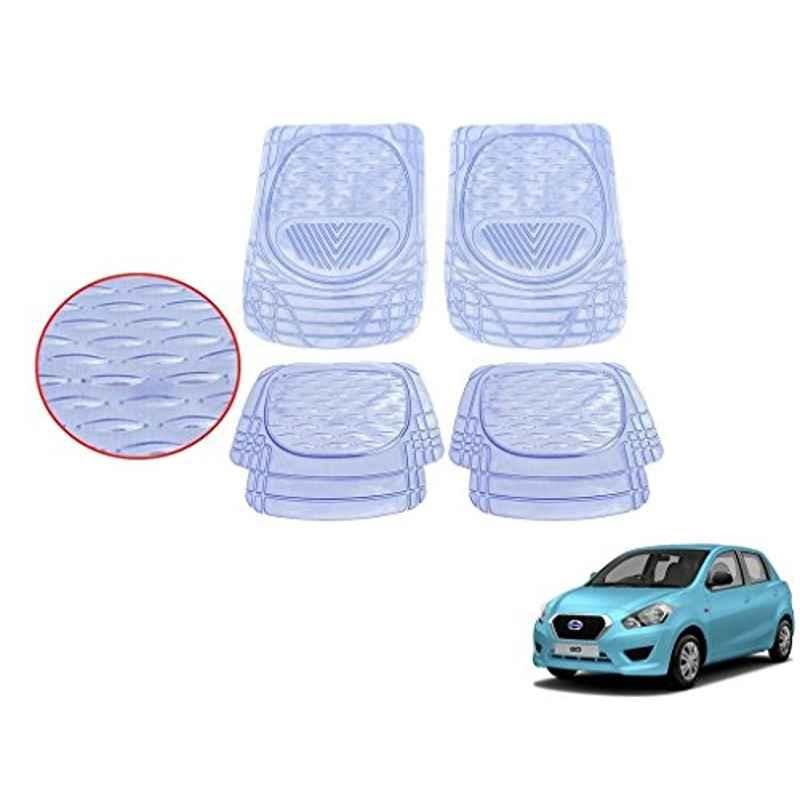 Kozdiko 4 Pcs 6204 PVC & Rubber Clear Car Foot Mat Set for Datsun Go