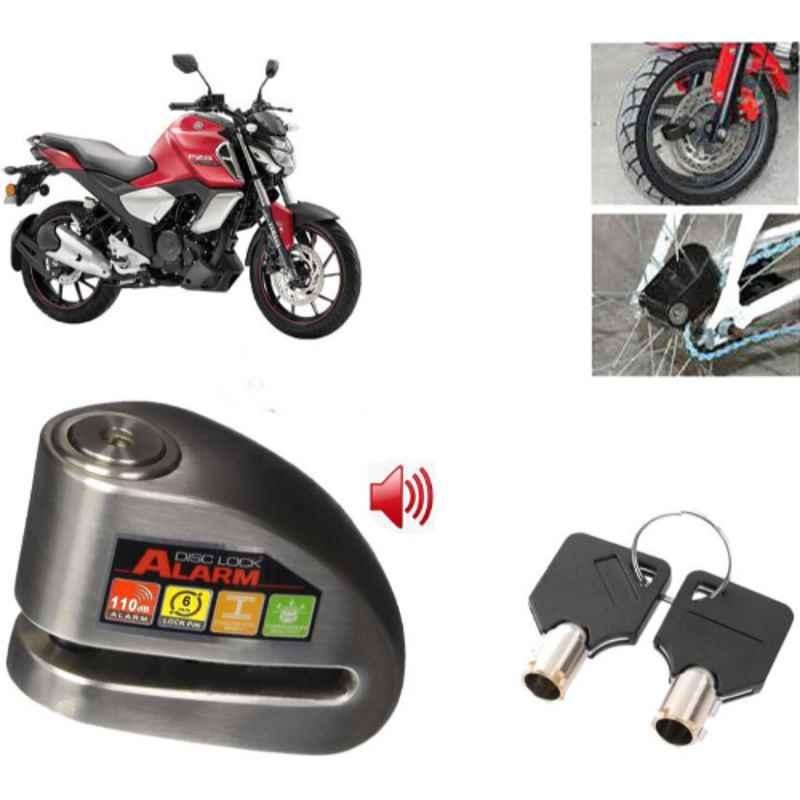 Auto Pearl Steel Black Anti-Theft Alarm Disc Brake Lock for FZ-S Fi Version 3.0, Lock_776
