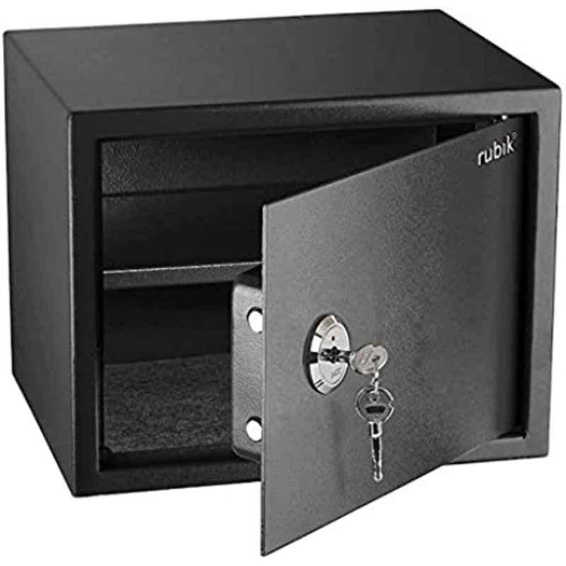 Rubik 38x30x30cm Alloy Steel Black Safe Box with Key