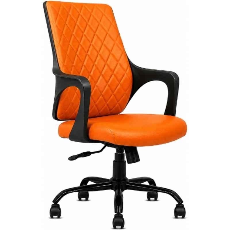 Aayra Leatherette Orange & Black Medium Back Revolving Ergonomic Office Chair, ERGOFLEX BK 10