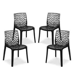 Maharaja Wave 43x79.5x49cm Plastic Black Outdoor Chair without Arm Rest (Pack of 4)