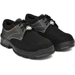 Ozarro Leather & Mesh Steel Toe Black Safety Shoes, S4464, Size: 7