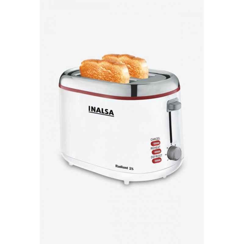 Inalsa Radiant 2S 850W White Pop Up Toaster