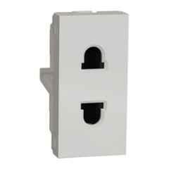 Schneider Electric Unica Pure 6A 2 Pin 1 Module Polycarbonate Polar White Socket Outlet, UNS6SK2P1M_WE