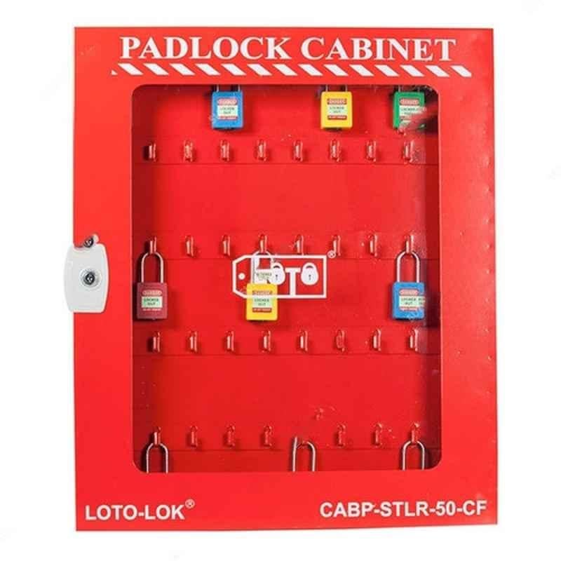 Loto-Lok 711x521mm 50 Locks Steel Red Padlock Station, CABP-STLR-50-KC