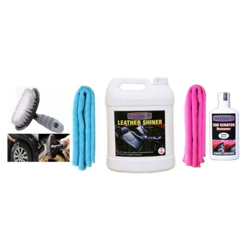 Indopower Ff1130 Leather Shiner, 2 Pcs Car Cloth, Scratch Remover, All Tyre Cleaning Brush Kit, AHh1134-picture-17