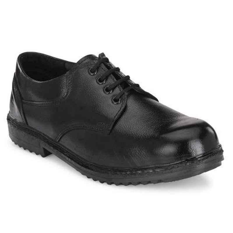ArmaDuro AD1012 Leather Steel Toe Black Work Safety Shoes, Size: 6
